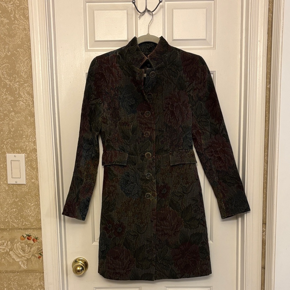 Express Dark Floral Trench Coat